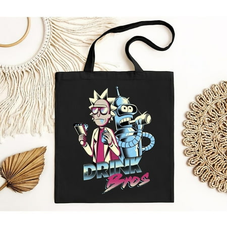 vintage Rick & Morty + Futurama - Drink Bros Tote Bag-TH11505