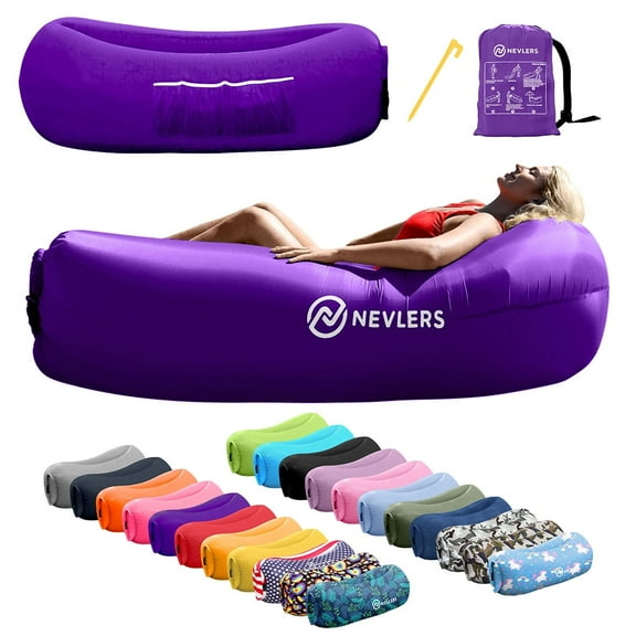 Nevlers Purple Inflatable Lounger with Travel Bag and Pockets