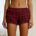 thumbnail image 2 of GEWSEY Ruffle Shorts Womens Bloomers Y2k Shorts Tiered Micro Booties Summer Women Ruffle Underwear Women (Wine, S), 2 of 7
