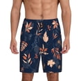 thumbnail image 1 of Balery Autumn Leaves With Blue Pantalones cortos de pijama de punto de algodón para hombre con cinturilla y bolsillos-Medium, 1 of 6