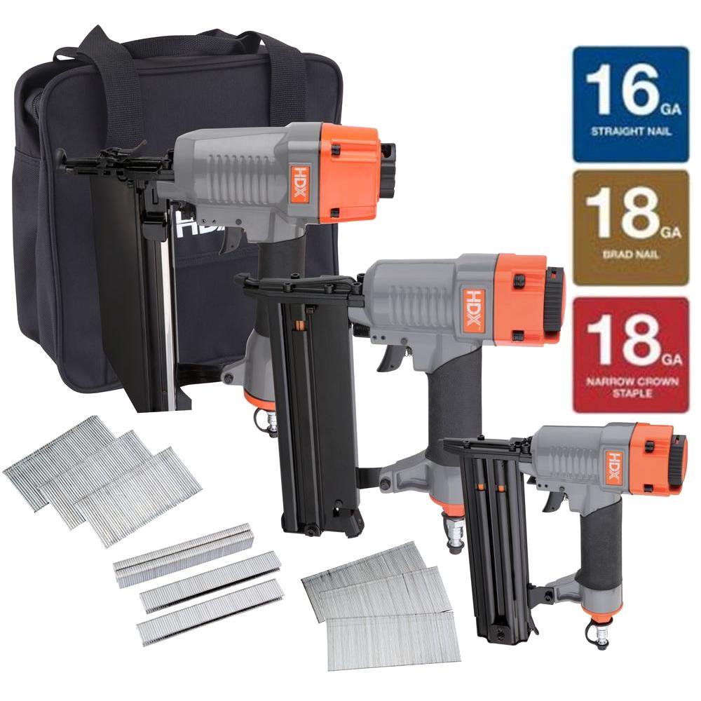 HDX Straight Finishing Nailer Kit with Canvas Bag (3Piece) 21/2 in