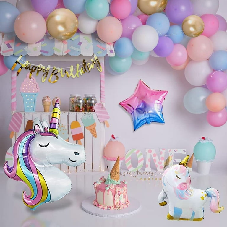 Unicorn Birthday Decorations for Girls, 27.6'' Foil Unicorn