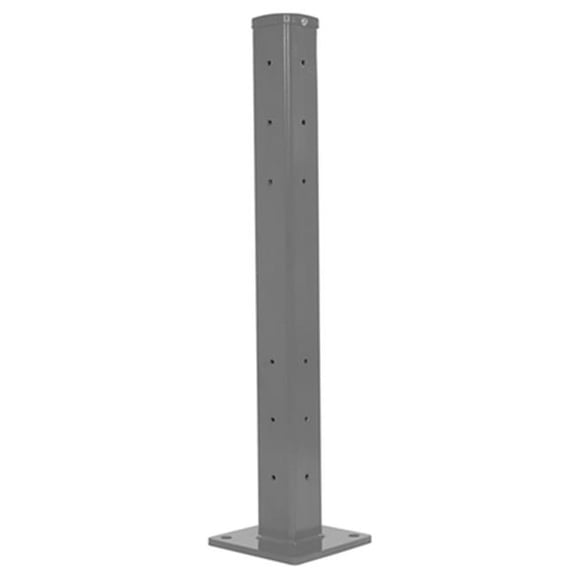 Vestil GR-F2R-BO-TP42-GYSG 42 in. Steel Rigid Tube Post Bolt-On Style for 2 Ribbed Guard Rails - Gray Semi Gloss