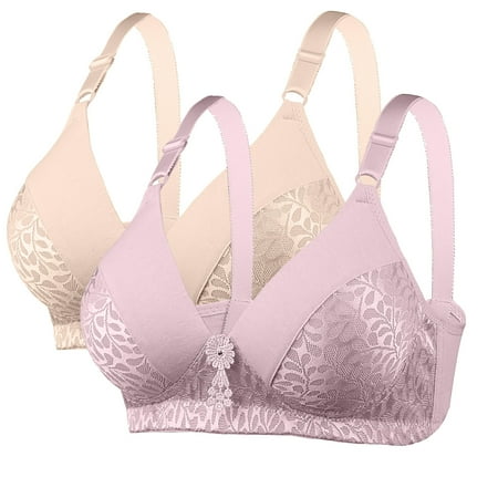 ALLLIST Wireless Bras for Women Lace 2 Set Bralette Plain Lifting Plunge Lingerie for Women Size S-XL