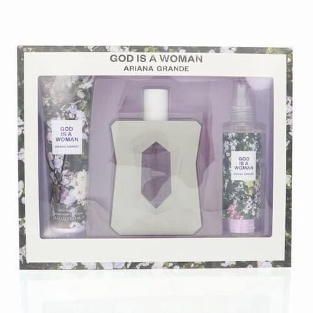 Ariana Grande God Is A Woman , 3 Pc Gift Set 3.4oz EDP Spray, 4oz Body Mist, 3.4oz Body Souffle