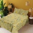 thumbnail image 2 of Ambesonne Cottagecore Fitted & Flat Sheet with Sham 3 Pcs Set, Art Spring Lily Pattern, Twin, Pale Olive Green Mustard, 2 of 5