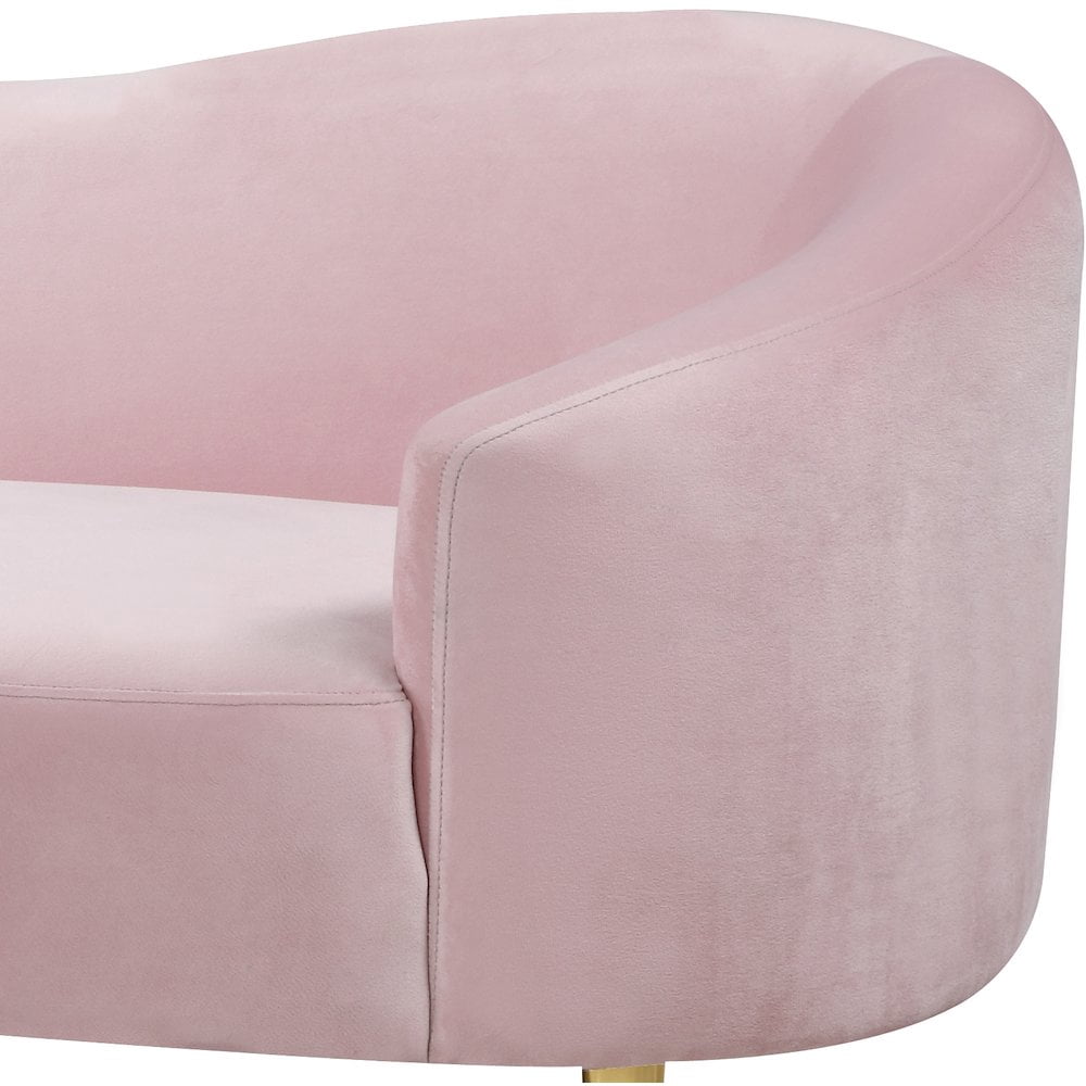 Meridian Furniture Ritz Contemporary Velvet Sofa in Pink