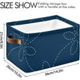 thumbnail image 4 of GZHJMY Traditional Indigo Blue Japanese Needlework Print Foldable Storage Bin Bedroom/Office Rectangular Canvas Basket 14.2"x10.2", 1 PCS Cube Organizer Boxes with Handles for Books/Clothes/Toys, 4 of 7