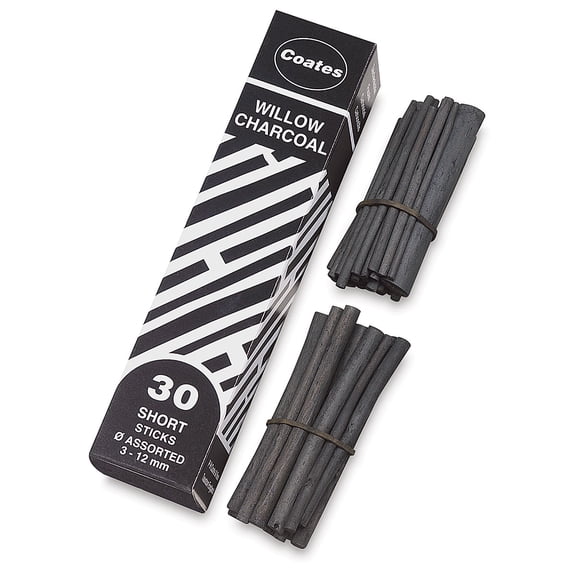 Coates Willow Charcoal, Assorted 30 Sticks 3-12mm