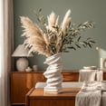 thumbnail image 4 of Unique Bargains Modern Ceramic Vase for Home Decor Matte Ribbed Flower Vase White 4.6, 4 of 5