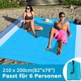 thumbnail image 3 of Beach blanket picnic blanket 300 x 270 cm beach mat sand-free waterproof picnic blanket outdoor blanket for the beach, camping, hiking - portable, quick-drying, sand-free, waterproof - blue, 3 of 5