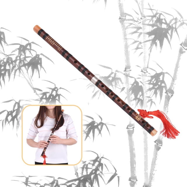 Flauta Instrumento tradicional chino de la clave G Dizi Flauta de bambú amarga con nudo chino para principiantes Tomshoo Flauta