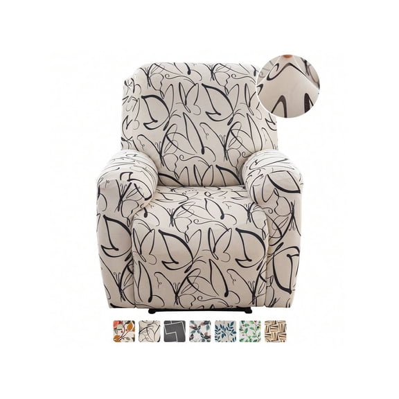 Stretch Recliner Chair Cover 1 Pieces Recliner Covers For Recliner Chair With Pockets Soft Jacquard Reclining Chair Cover Furniture Protector With Elastic Straps Bottom 1 Seater