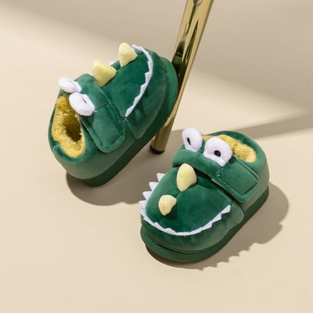 

Fashion Autumn And Winter Cute Boys And Girls Slippers Flat Soft And Comfortable Cartoon Dinosaur Shape Army Green 170