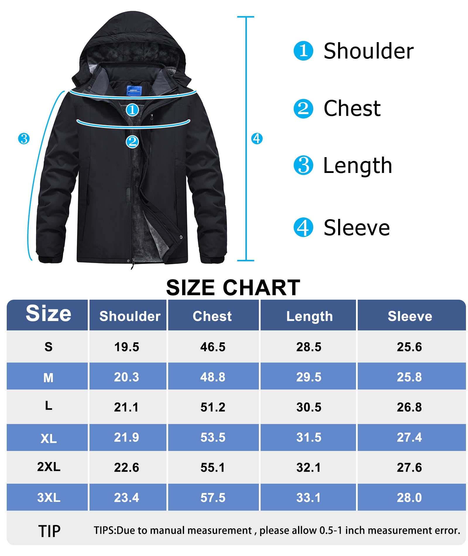 Lavenicole Men's Waterproof Ski Jacket Fleece Lined Warm Winter Snow Coat Mountain Windbreaker Hooded Raincoat
