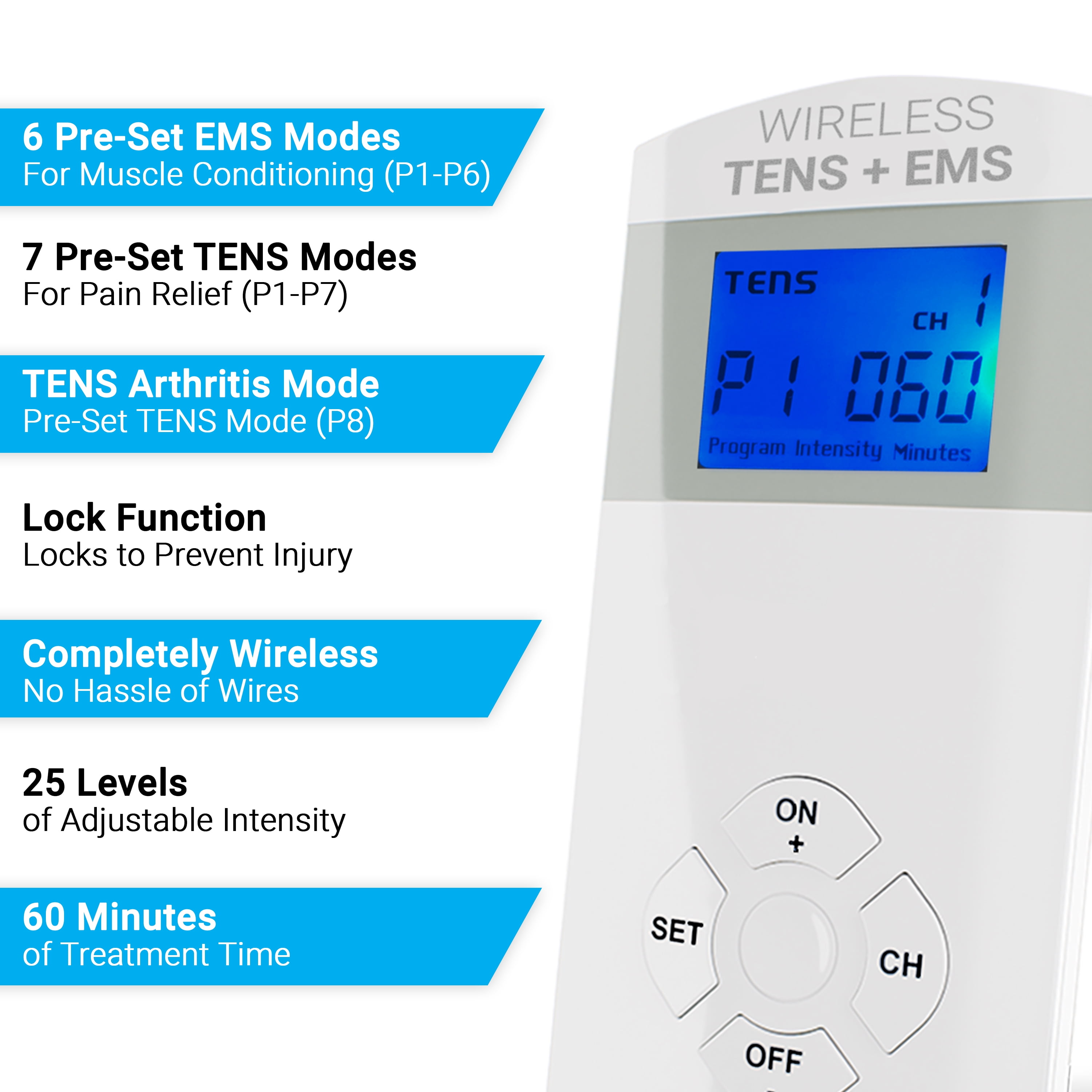 AccuRelief Wireless Tens Unit and EMS Muscle Stimulator w/ Remote/Mobile  App, 1 - Harris Teeter