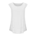thumbnail image 7 of Plebaso Women's Casual Summer Tops Cap Sleeve T Shirts Crew Neck Loose Side Split Tee Womens Clothes, 7 of 7