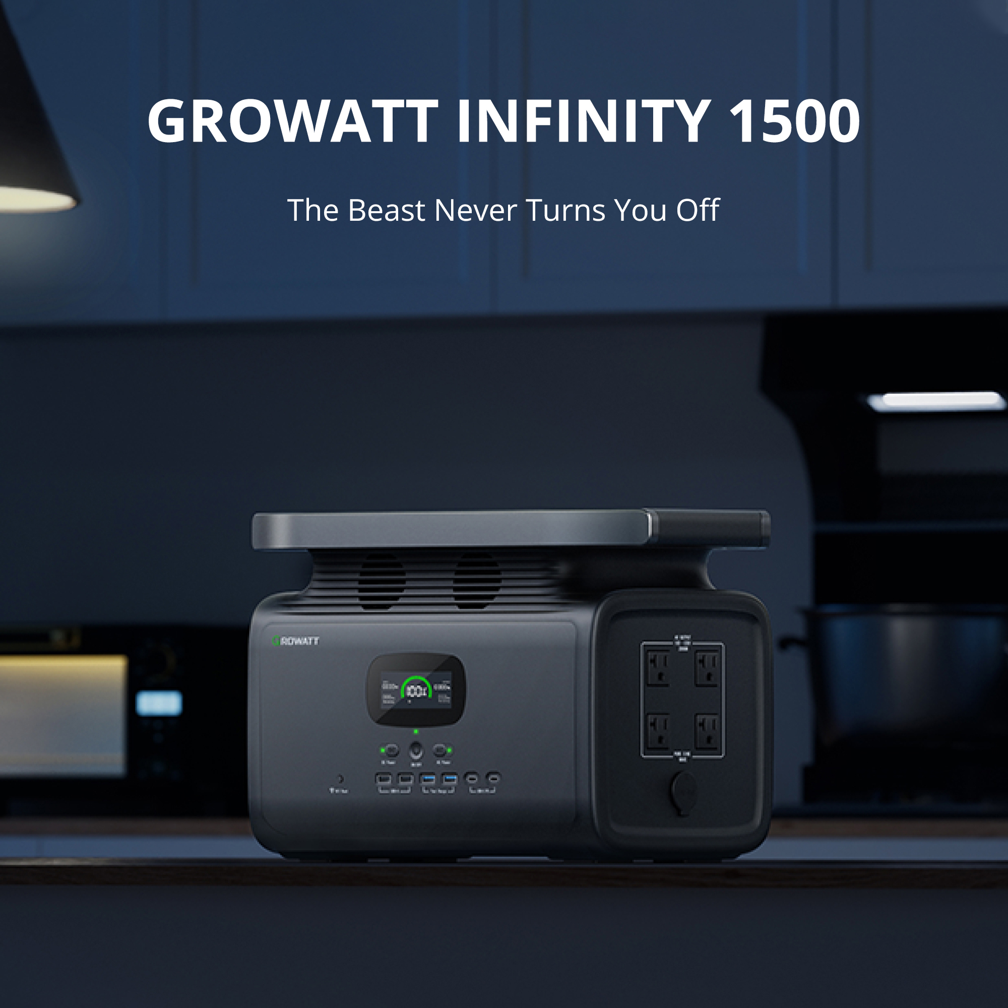 GROWATT INFINITY 1500 Portable Power Station with 800W Solar Panel, 1512Wh Capacity Solar Generator, 2000W AC Output for Outdoor Camping, Home Backup, Emergency