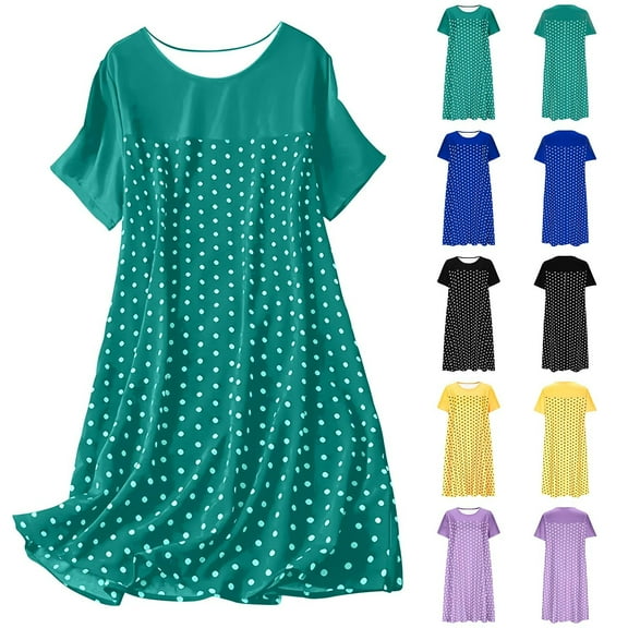 Ahuyic Womens Summer Casual Dress,Womens Plus Size Dress,Womens Mesh Short Sleeved Embroidered Cake Dress Short Sleeved Dress,Dark Blue,S