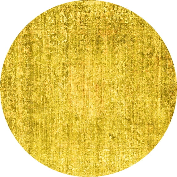 Ahgly Company Machine Washable Indoor Round Persian Yellow Traditional Area Rugs, 3' Round