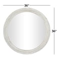 thumbnail image 4 of DecMode Metal Bohemian Pearled Round Double Framed Wall Mirror 36"W x 36"H, with Distressed White Finish and Brown Accent Highlights, 4 of 13
