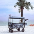 thumbnail image 3 of 140L Collapsible All-Terrain Wagon Cart   Foldable with Removable Canopy  Cooler Bag & Brake Wheels for Camping  Beach & Shopping, 3 of 7