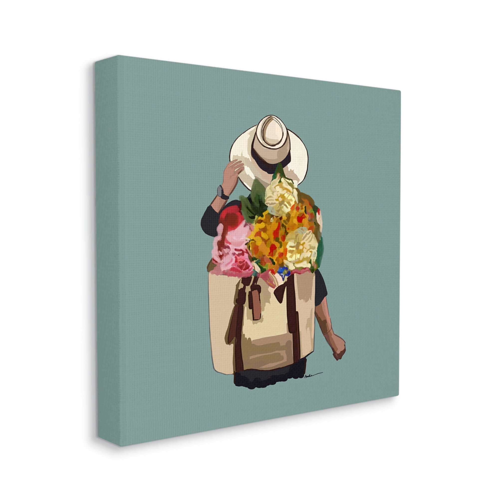 Stupell Industries Mixed Flower Arrangement Backpack Summer Blooms Graphic Art Gallery Wrapped Canvas Print Wall Art, Design by Amelia Noyes