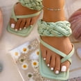 thumbnail image 1 of Pantuflas de playa informales para mujer, con punta abierta, tejidas, con fondo plano y punta cuadrada Wmkox8yii ytu3540, 1 of 3