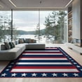 thumbnail image 2 of ODIKA 8'x10' Washable Area Rug Non-Slip Chair-Friendly Mat Patriotic Stripes Motif Farmhouse Border Independence July Door Refined for Dining Room, Large Office, Lounge, 2 of 7