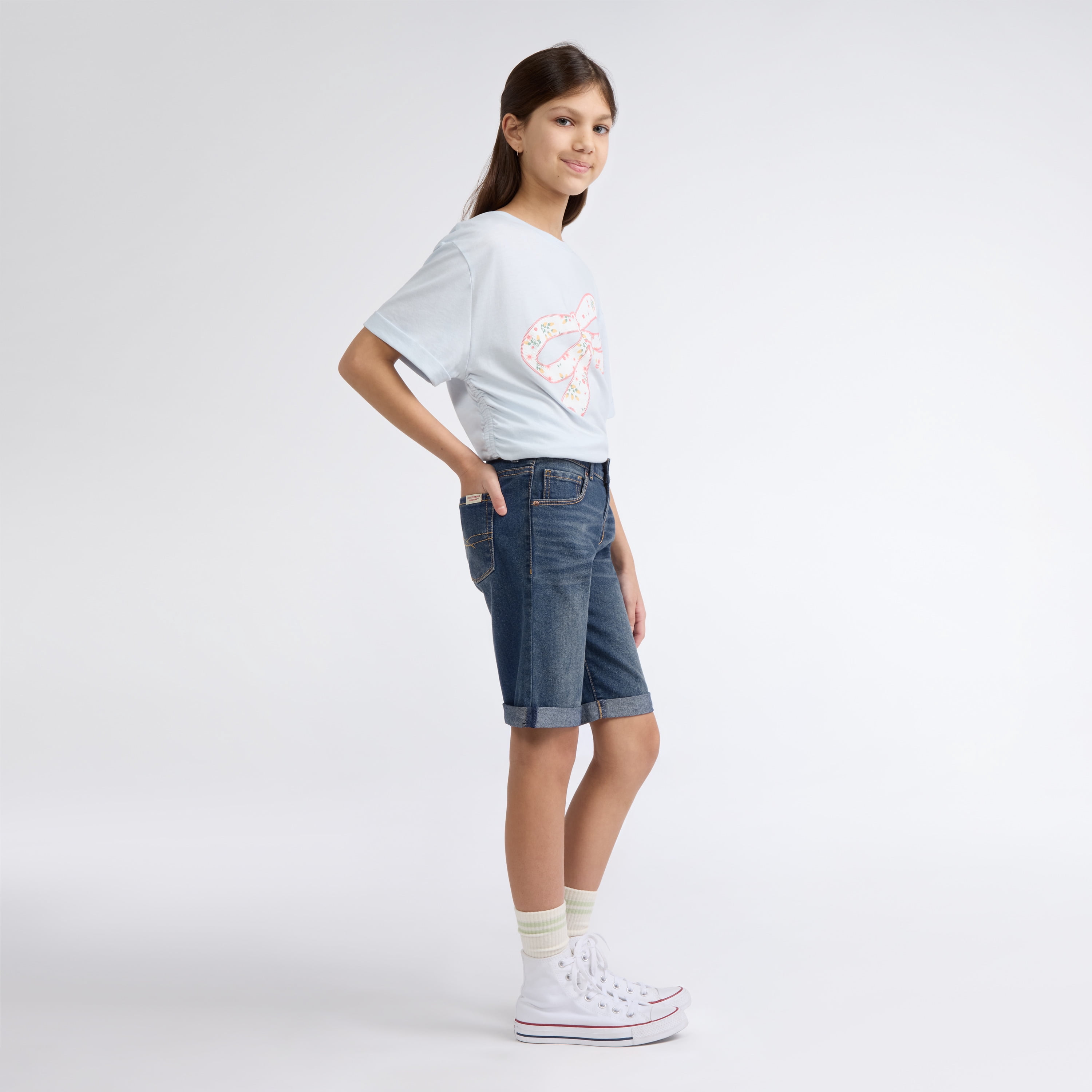 Levi Strauss Signature Girls Bermuda Denim Shorts, Sizes 5-18