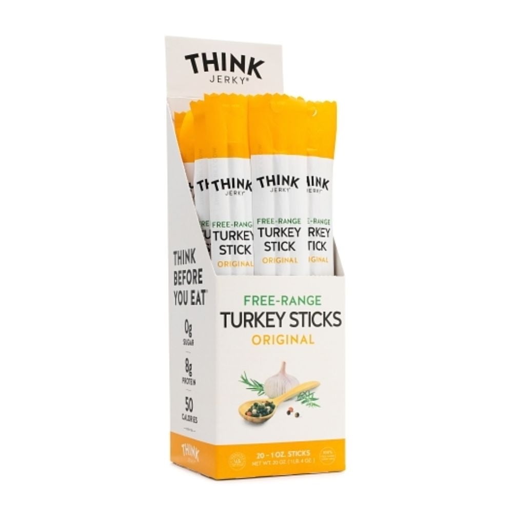 Think Jerky Original Turkey 1Oz Stick 6X20ct (All-Natural), 1 Ounce, 20 Packets Per Box, 6 Boxes Per Case