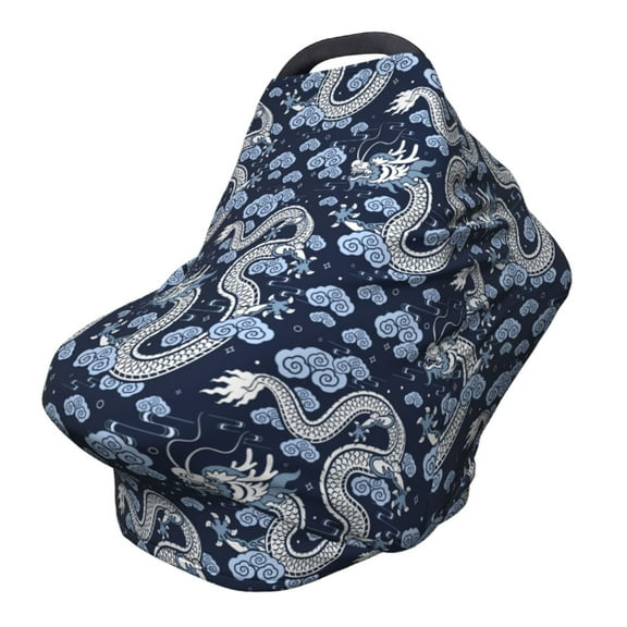 Fotbe Dragon Pattern Car Seat Covers for Babies, Nursing Breastfeeding Cover Carseat Canopy, Soft Stretchy Carrier Cover