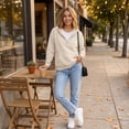 thumbnail image 5 of Quarter Zip Sweatshirt Women Half Zipper Workout Oversized Hoodies with Pocket Lightweight Y2K Pullover 2026 Tops Beige M, 5 of 9
