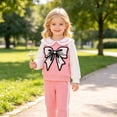 thumbnail image 3 of Pandaie Big Bow Embroidery Sweatsuit for Toddler Girls Raglan Doll Neck Sweet Clothes Outfit 3T 4T 5T 6T Kids School Pullover Tracksuit White,18-24 Months, 3 of 7