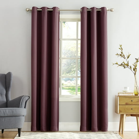 Sun Zero Arya Room Darkening Grommet Curtain Panel, Plum, 40x84
