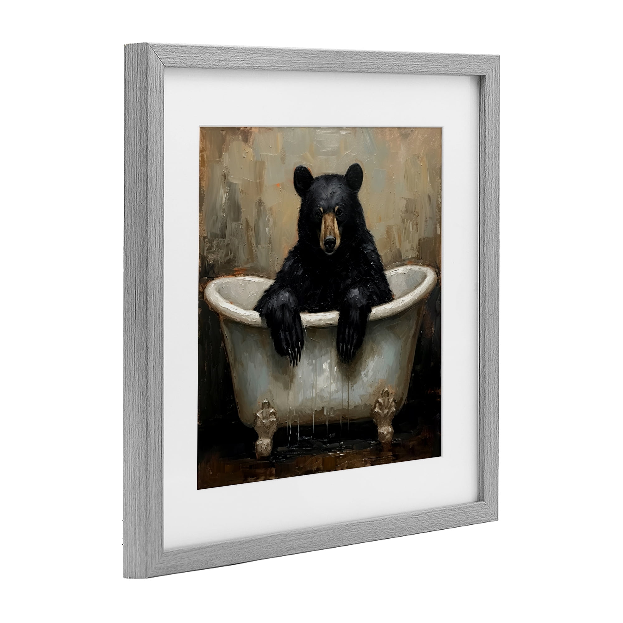 Stupell Industries Black Bear Bath Time Gray Framed Print Under Glass, design by Tina LeCour