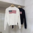 thumbnail image 4 of Suéter de punto Ralph Lauren para hombre y mujer, jersey de punto con cuello redondo y estampado de bandera informal vintage Y2K para primavera y otoño, nuevo, 4 of 5