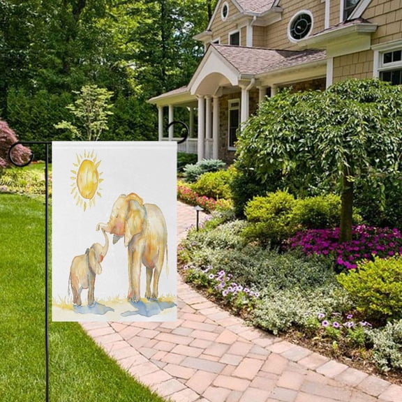 Watercolor Elephants Garden Flag Double Sided 12 x 18 Inch Outside Yard Decoration Outdoor Flag