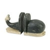 Set of 2 Diminished Grey Hand Carved Decorative Wooden Whale Bookends 9.25"