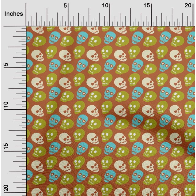 oneOone Velvet Rust Brown Fabric Skull Sewing Craft Projects Fabric Prints By Yard 58 Inch Wide