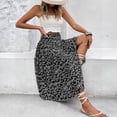 thumbnail image 4 of LWavelet Women Ditsy Floral Print Smocked Midi Skirt High Waist Side Split A Line Skirt Black M, 4 of 8