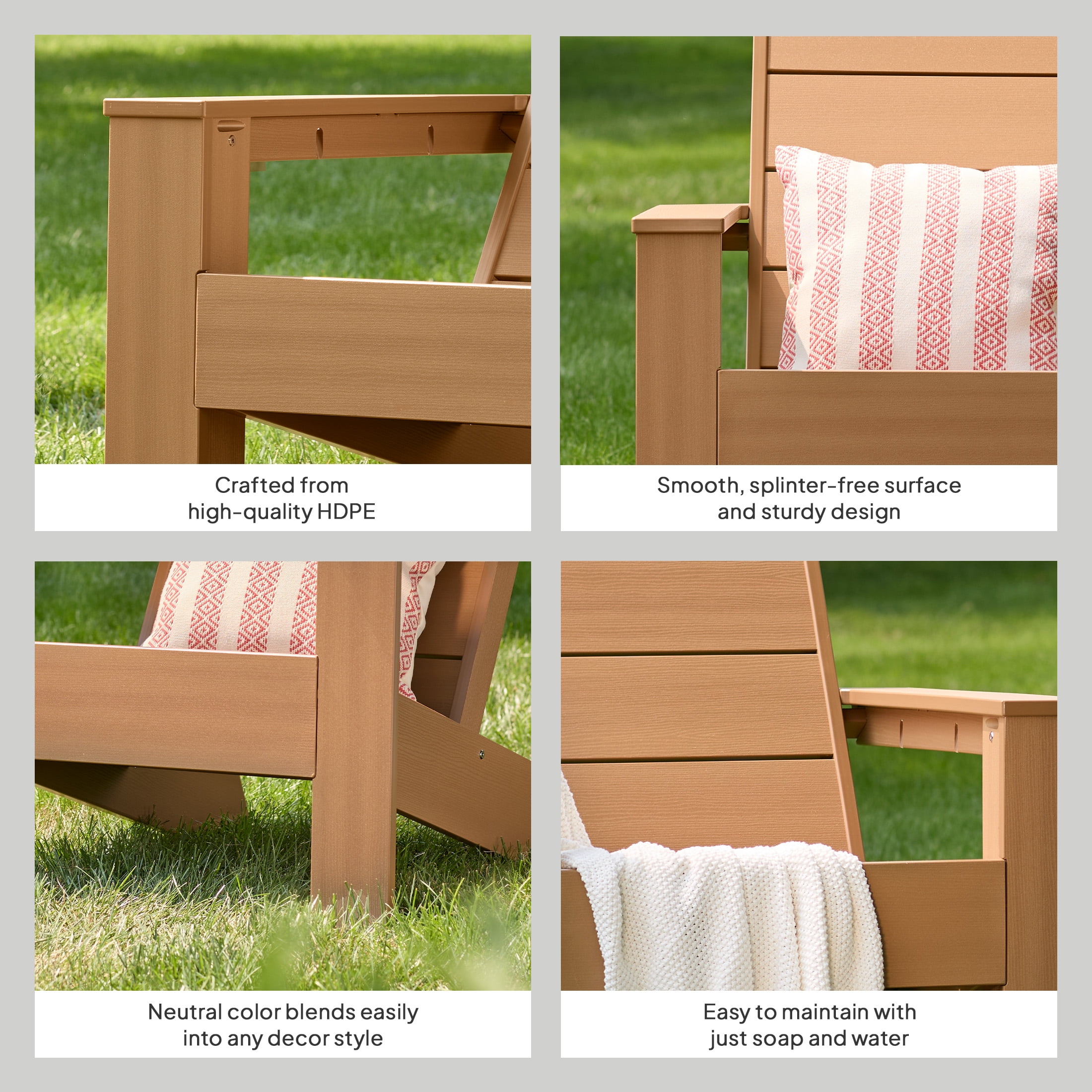 Better Homes & Gardens Ezra Outdoor HDPE Adirondack Chair, Teak