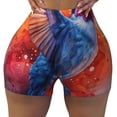 thumbnail image 2 of Pofeuu Vibrant Hummingbird Watercolor Art Print Workout Shorts for Women Scrunch Butt Lifting High Waisted Yoga Gym Seamless Booty Biker Shorts-Large, 2 of 8