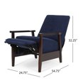 thumbnail image 6 of 24.75'' Mid Century Modern Accent Push-back Recliner Chair for Living Room, High Back PU Upholstered Armchair with Footrest, Solid Wood Frame Leisure Sofa Chair for Adults, Navy Blue, 6 of 7