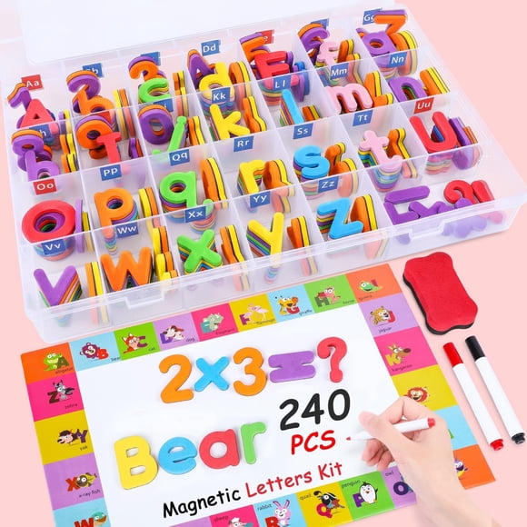 Kit de letras y números magnéticos EZIGO, 240 piezas, para aula
