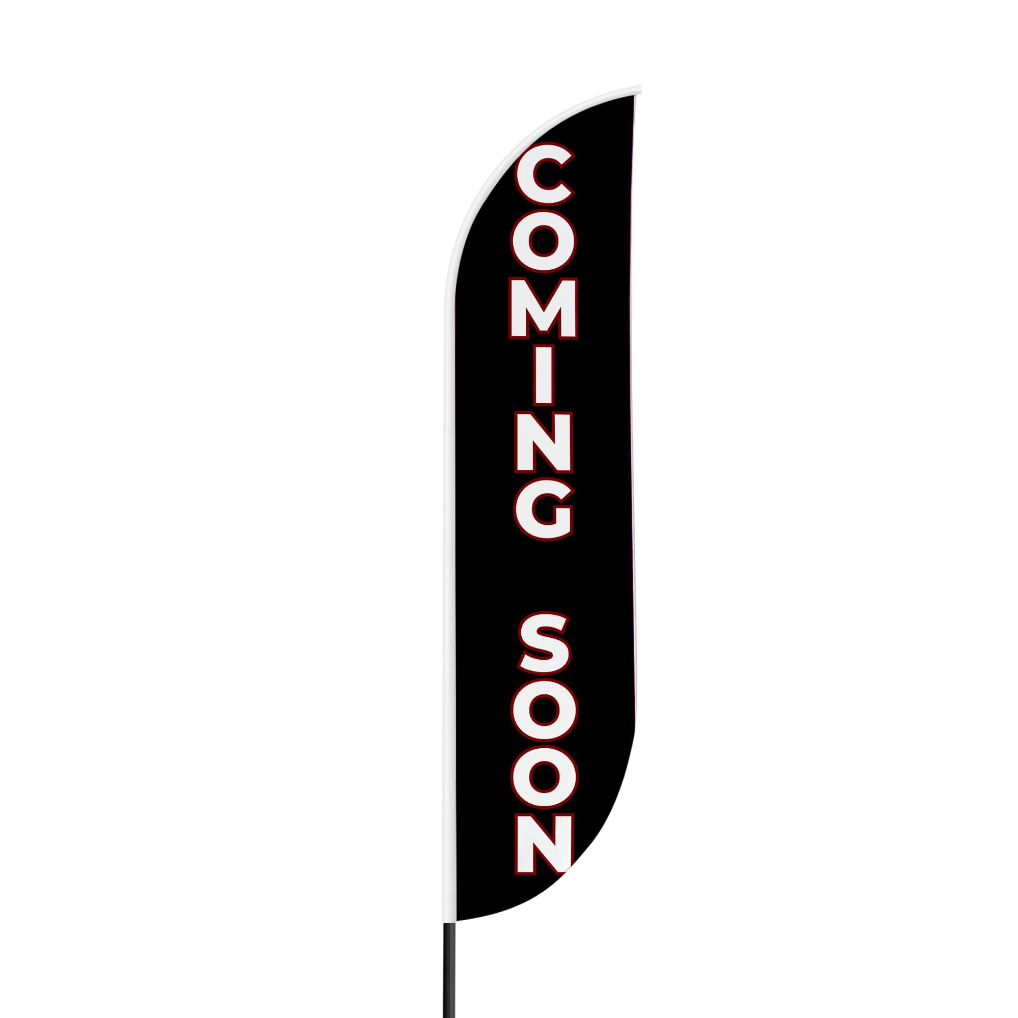 Coming Soon Sign feather flag Pole Kit for Outdoor by Mavis Printing|15 FEET Long Polyester Outdoor Banner Flag for Easy Hang|HD Print Swooper Flag Pole Mount to Celebrate Coming Soon