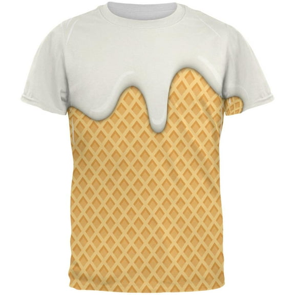 Melting Vanilla Ice Cream Cone All Over Mens T Shirt Multi LG