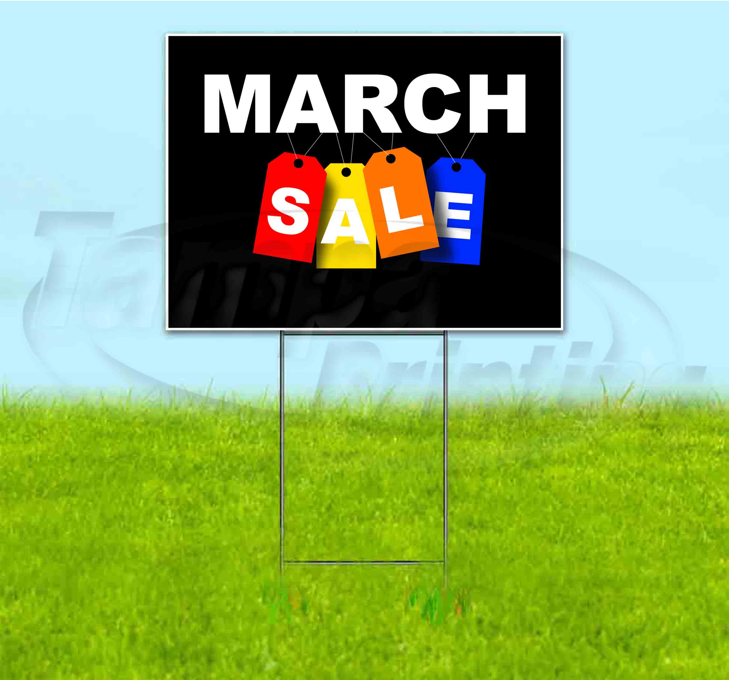 March Sale Tag (18" x 24") Yard Sign, Includes Metal Step Stake
