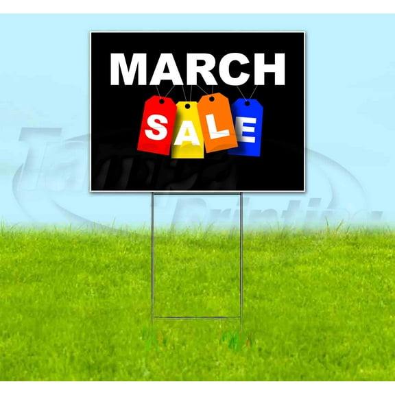 March Sale Tag (18" x 24") Yard Sign, Includes Metal Step Stake