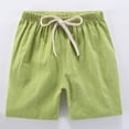 thumbnail image 3 of GYRATEDREAM Kids Toddler Little Boy Girl Cotton Linen Summer Shorts Solid Color Casual Pants with Drawstring 2-11T, 3 of 4